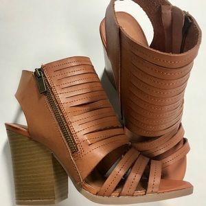 Wedge Heel Tan Dress Sandals